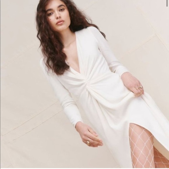 Reformation Gatsby Dress Ivory Knotted Slit Bridal New With Tags! - Picture 2 of 8